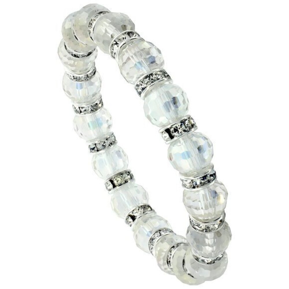 Clear Crystal Beads, Stretch Bracelet